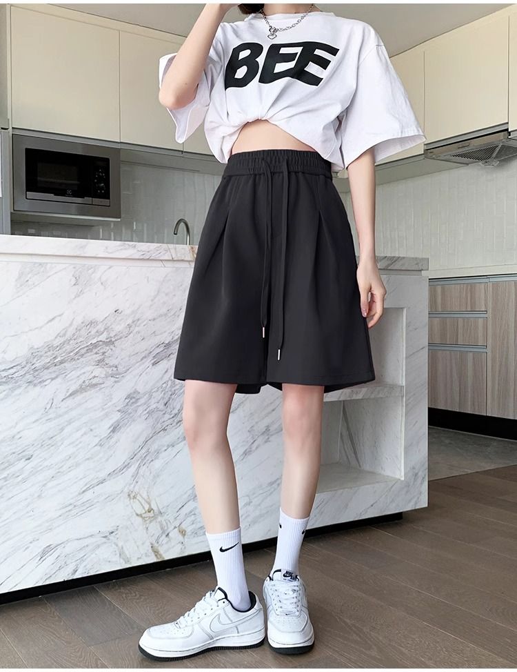 【レディース】スウェットパンツ プリーツタック入りゆったりショート