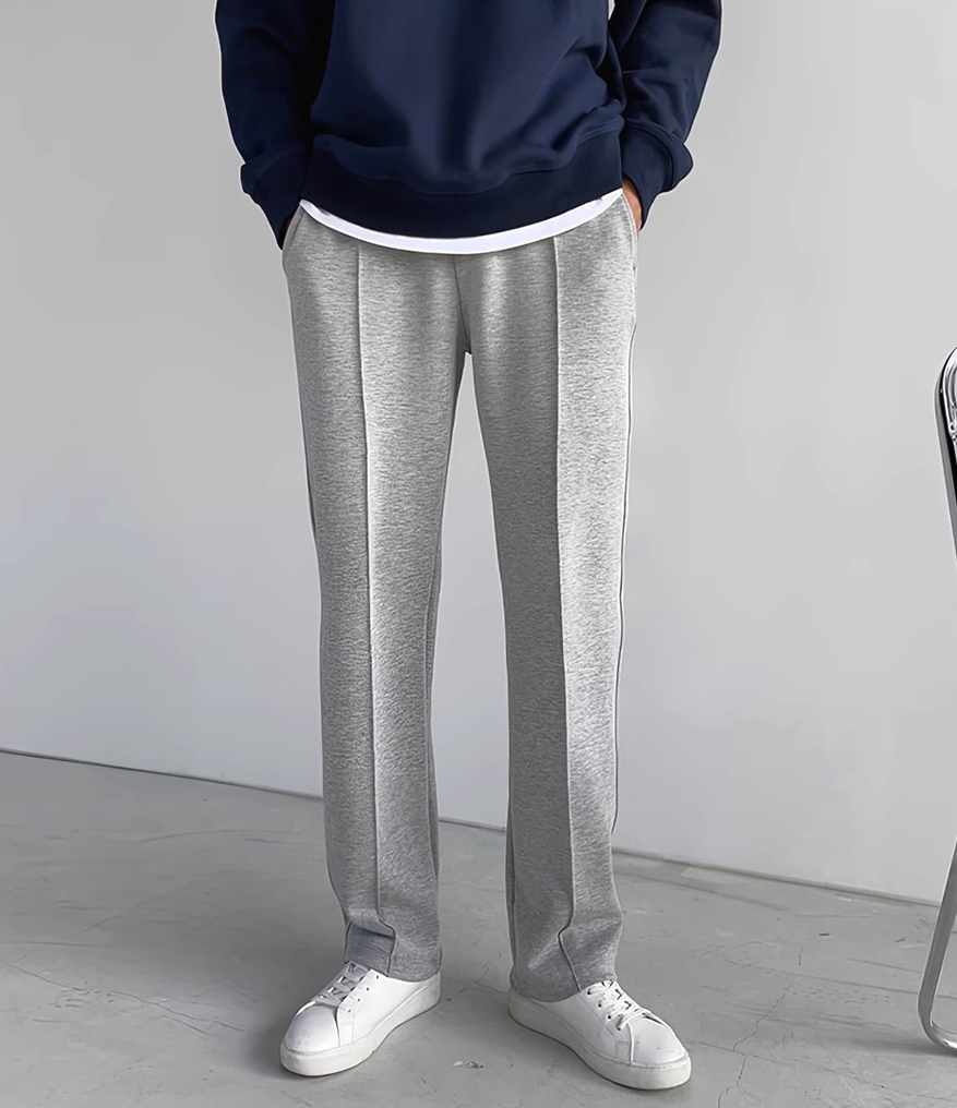 スウェットパンツ センタープレスストレートパンツ