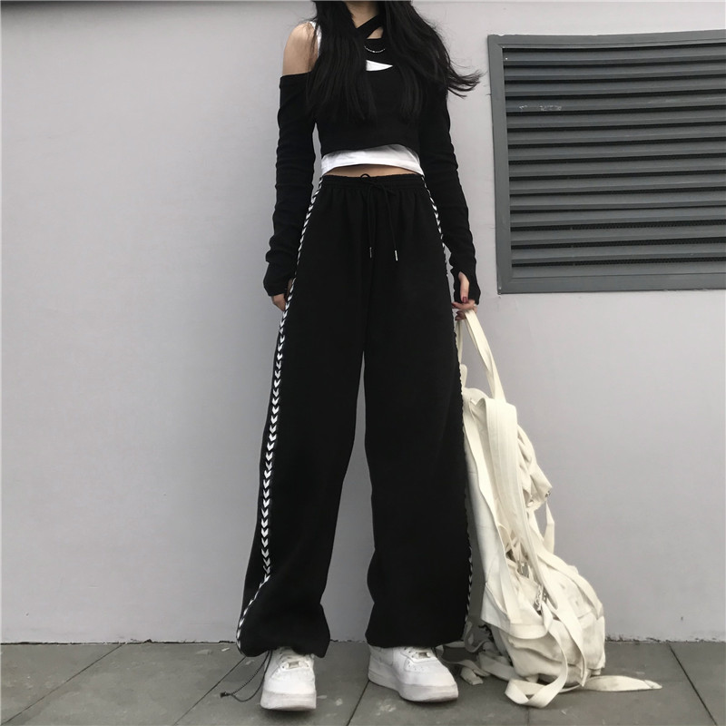 【レディース】サイドラインワイドスウェットパンツ