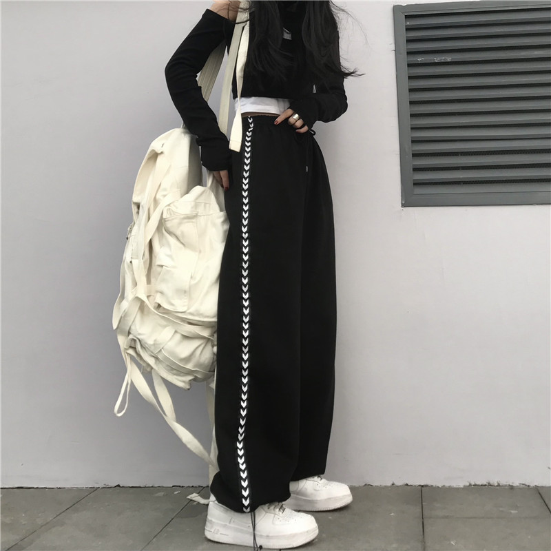【レディース】サイドラインワイドスウェットパンツ
