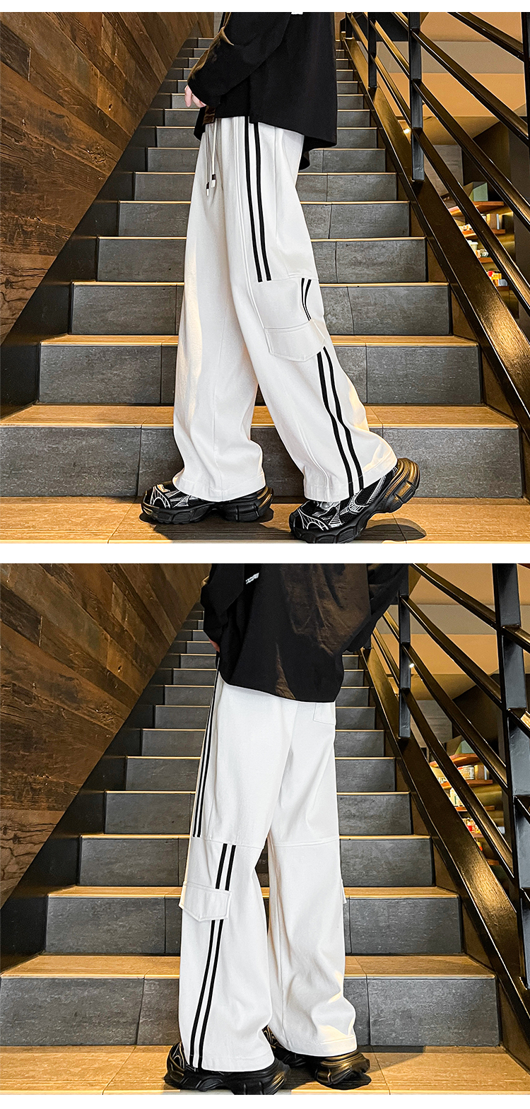 スウェットパンツ 縦ライン入り ゆったりスウェットパンツ