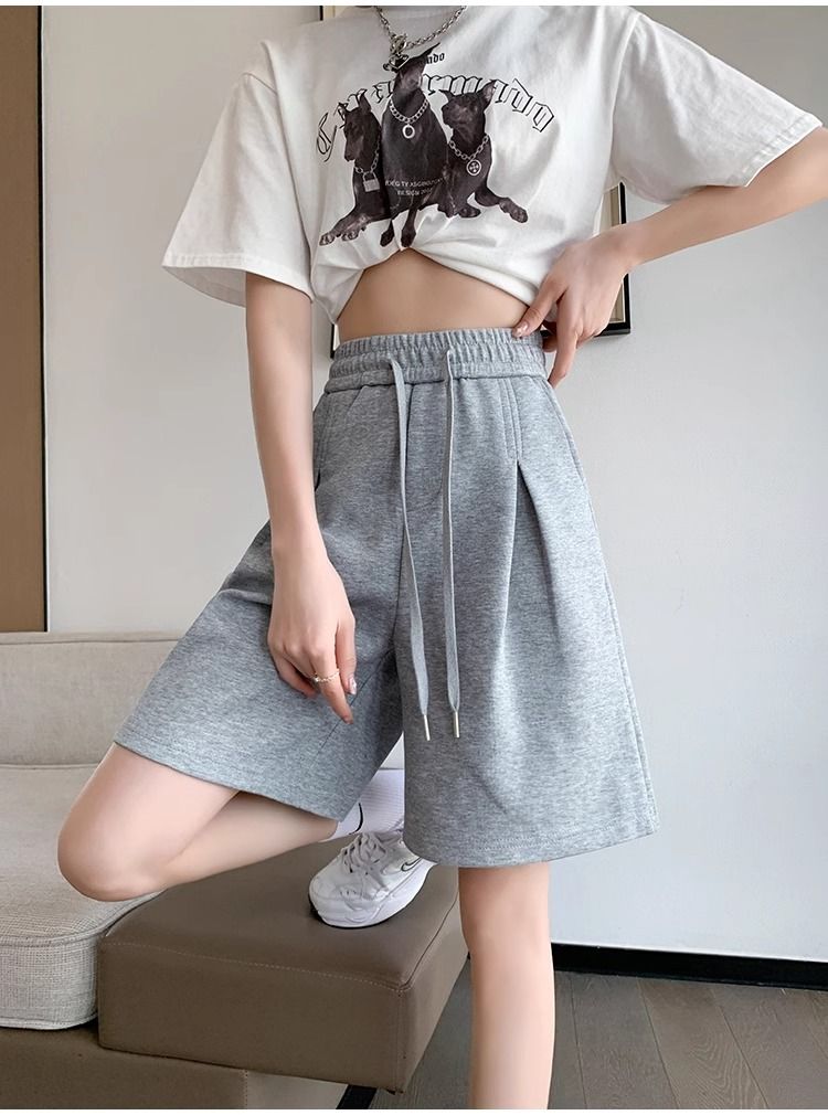 【レディース】スウェットパンツ プリーツタック入りゆったりショート