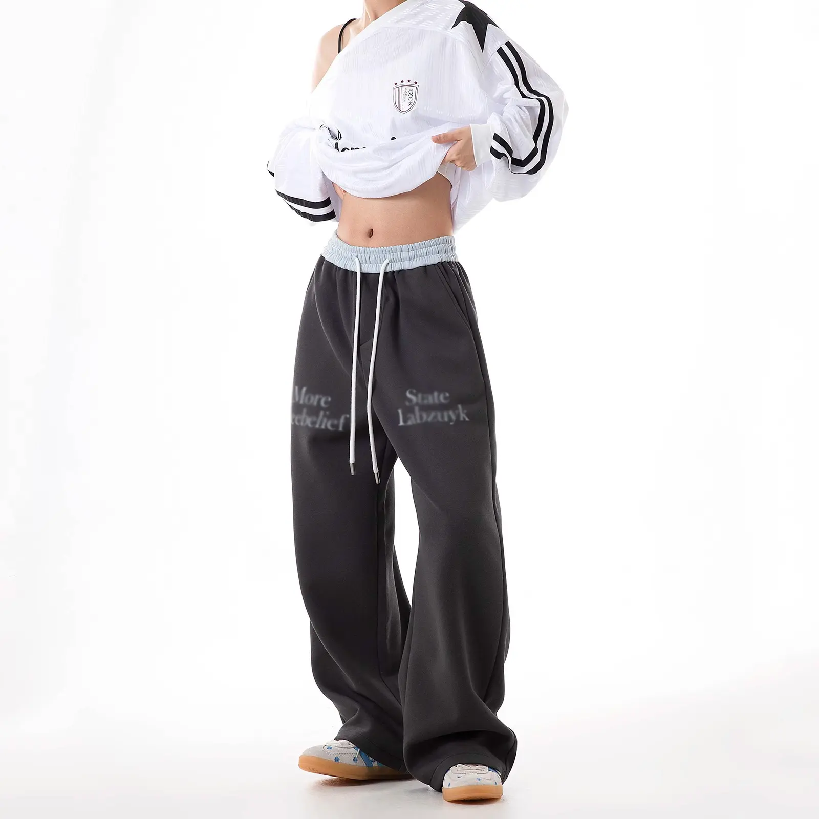 【レディース】レトロストレートワイドスウェットパンツ