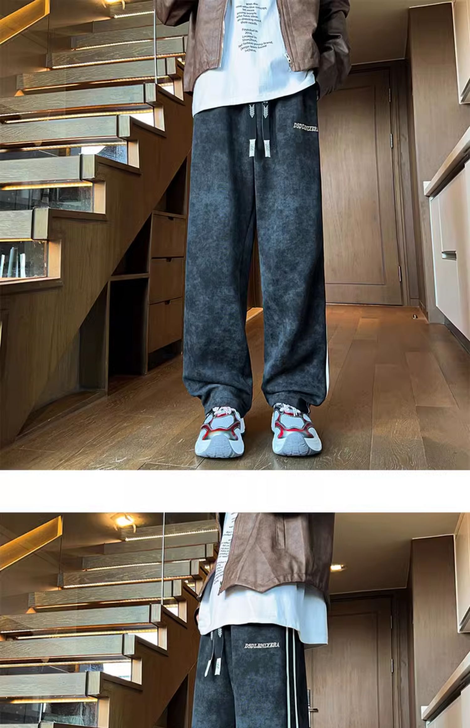 ライン装飾ストレートスウェットパンツ