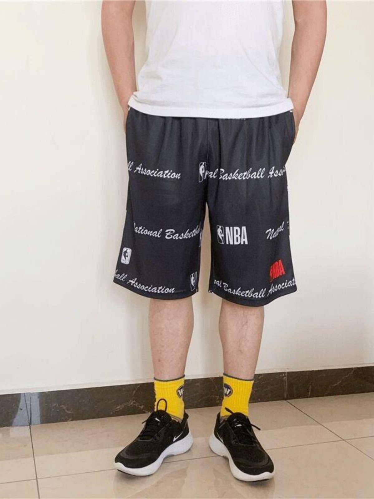 スウェットパンツ バスケロゴ総柄ショートパンツ