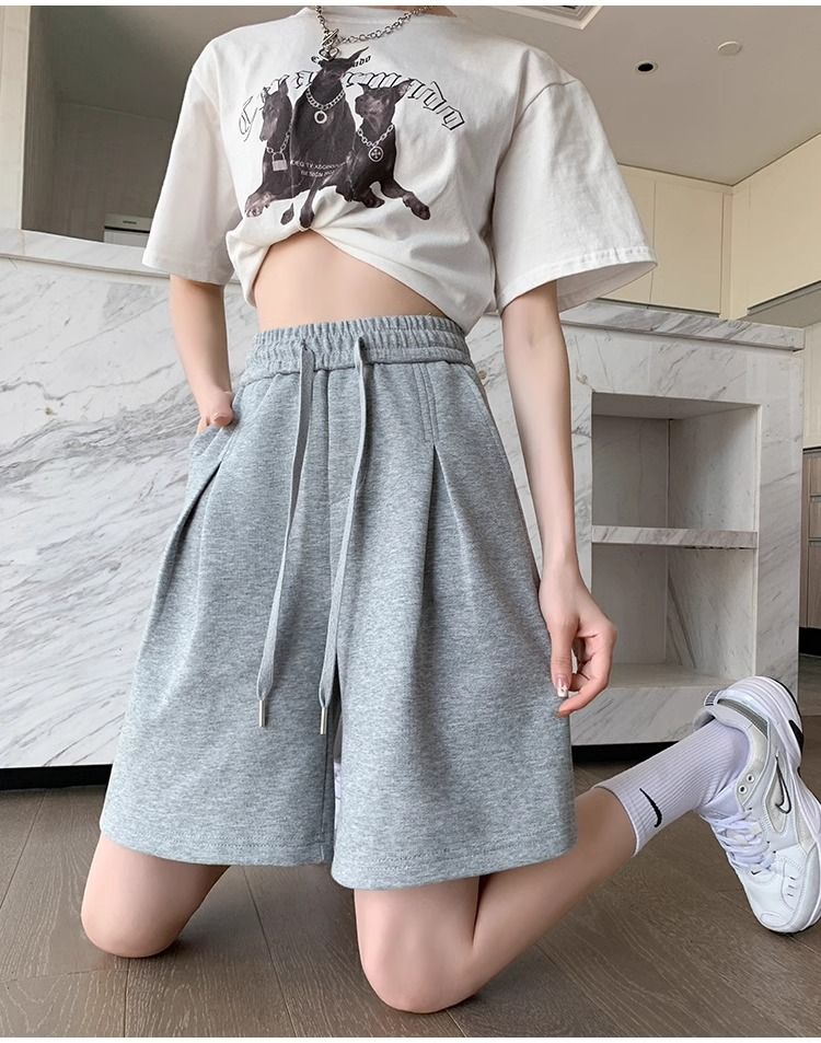 【レディース】スウェットパンツ プリーツタック入りゆったりショート