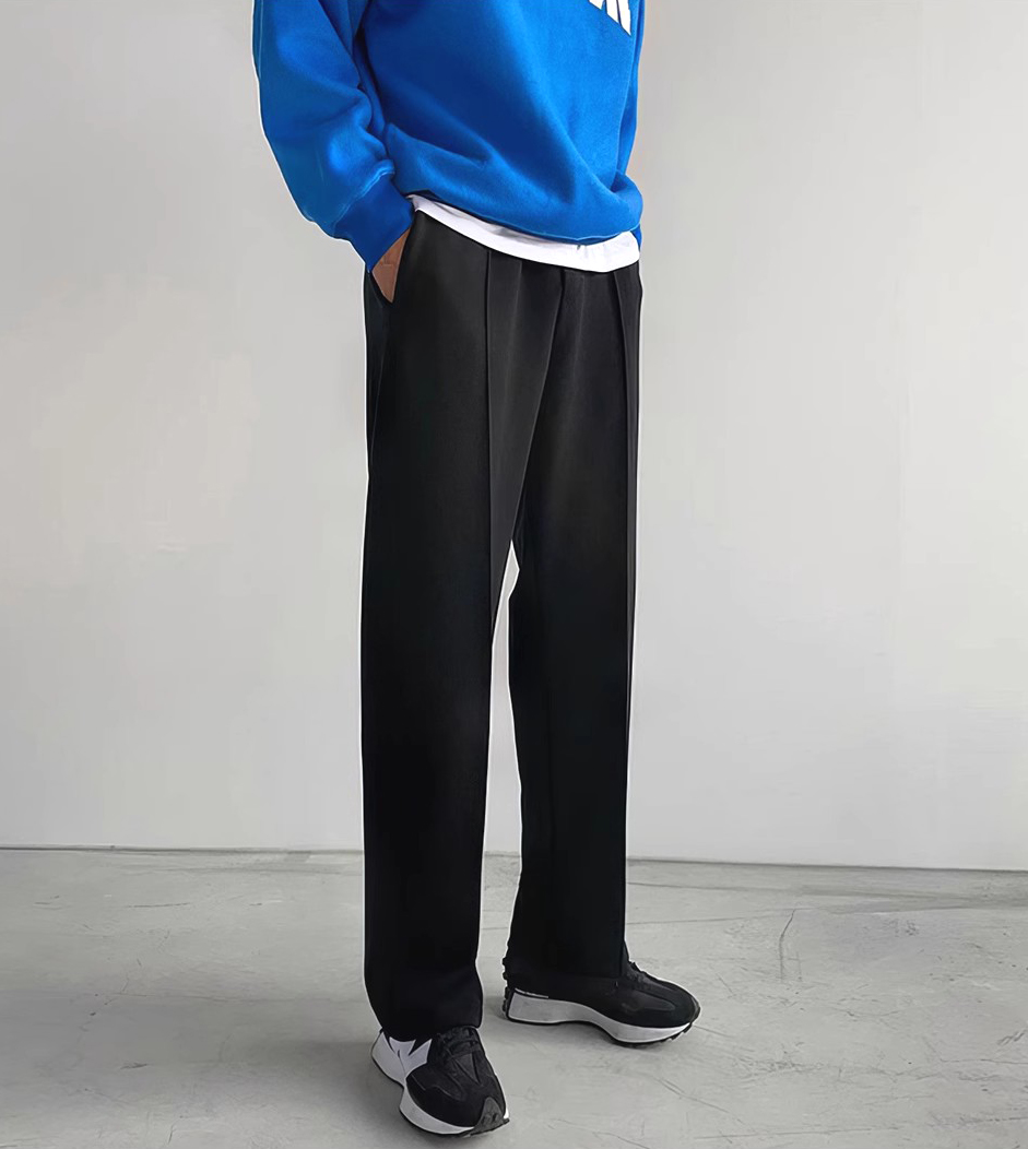 スウェットパンツ センタープレスストレートパンツ