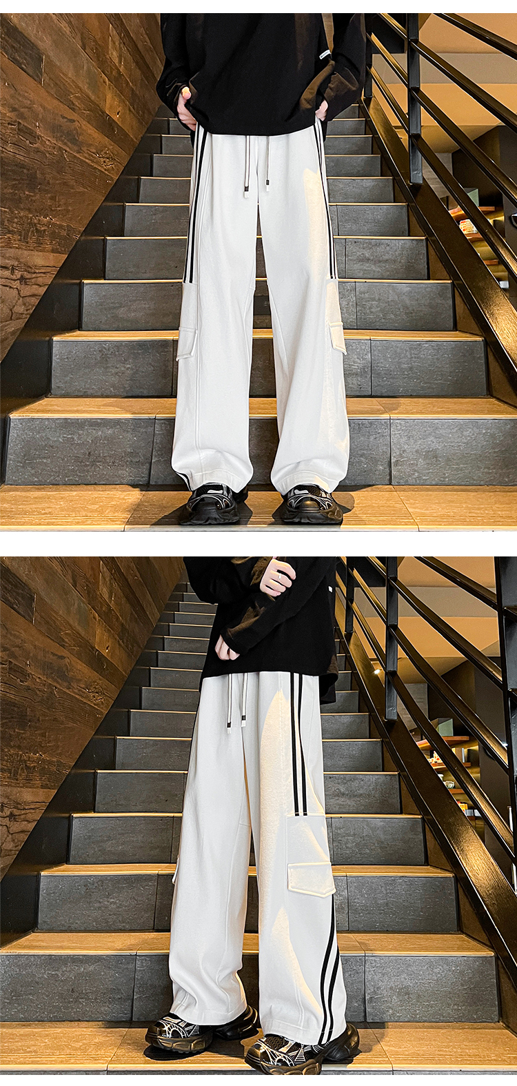 スウェットパンツ 縦ライン入り ゆったりスウェットパンツ