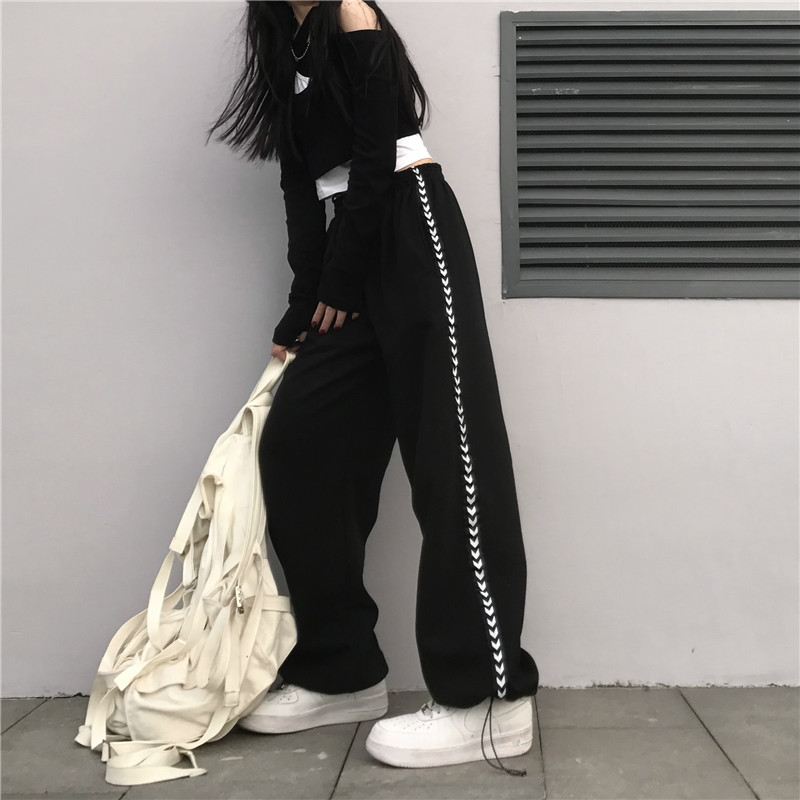 【レディース】サイドラインワイドスウェットパンツ