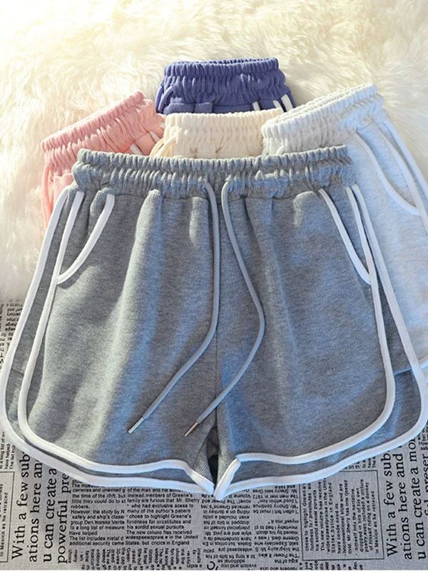 スウェットパンツ ラインデザイン裾フレアショートパンツ