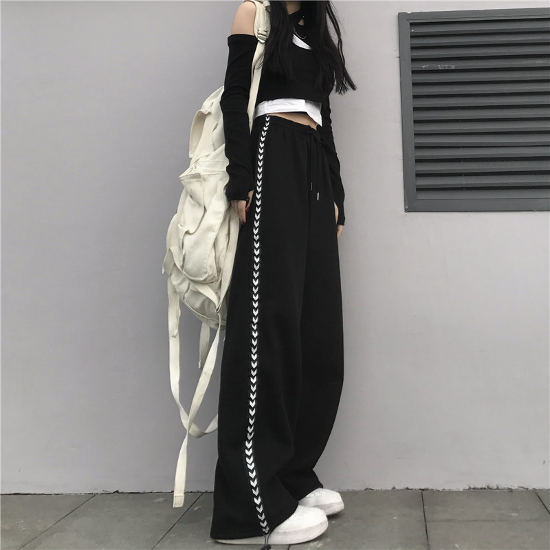 【レディース】サイドラインワイドスウェットパンツ