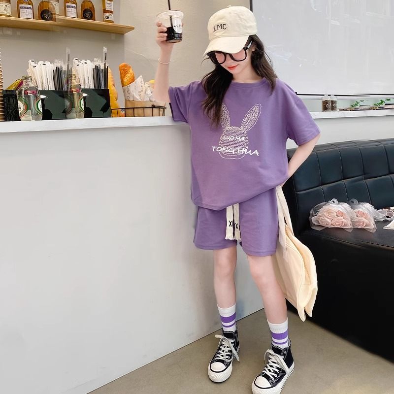 スウェットパンツ うさぎ刺繍ショートパンツセット