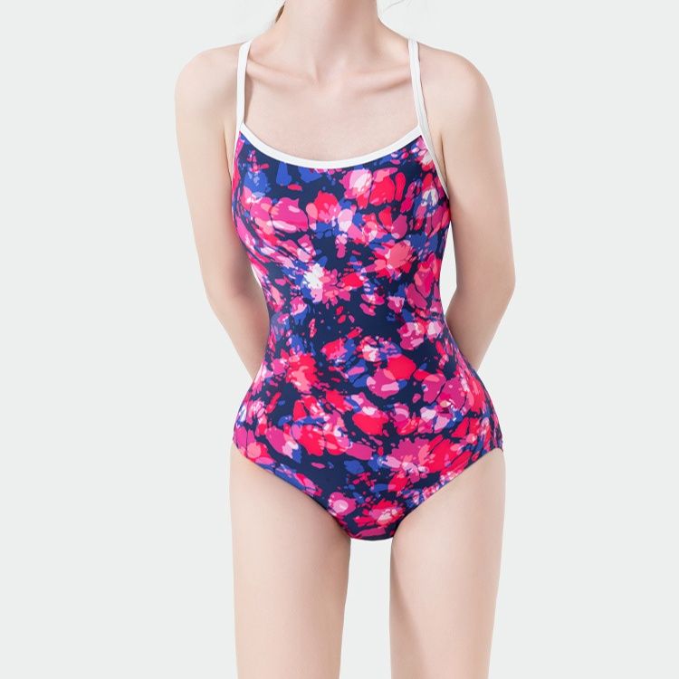 競泳水着 花柄プリントレディース競泳水着
