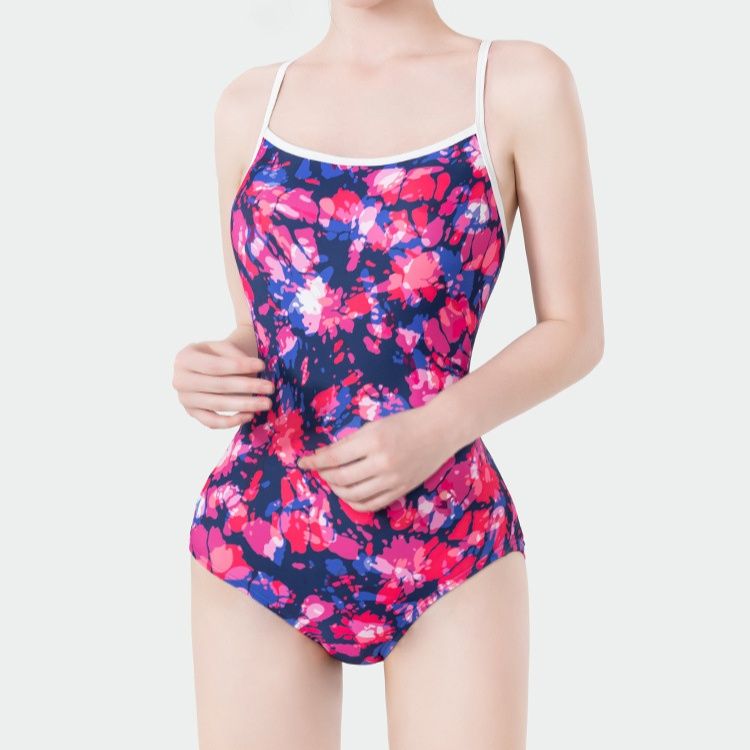競泳水着 花柄プリントレディース競泳水着