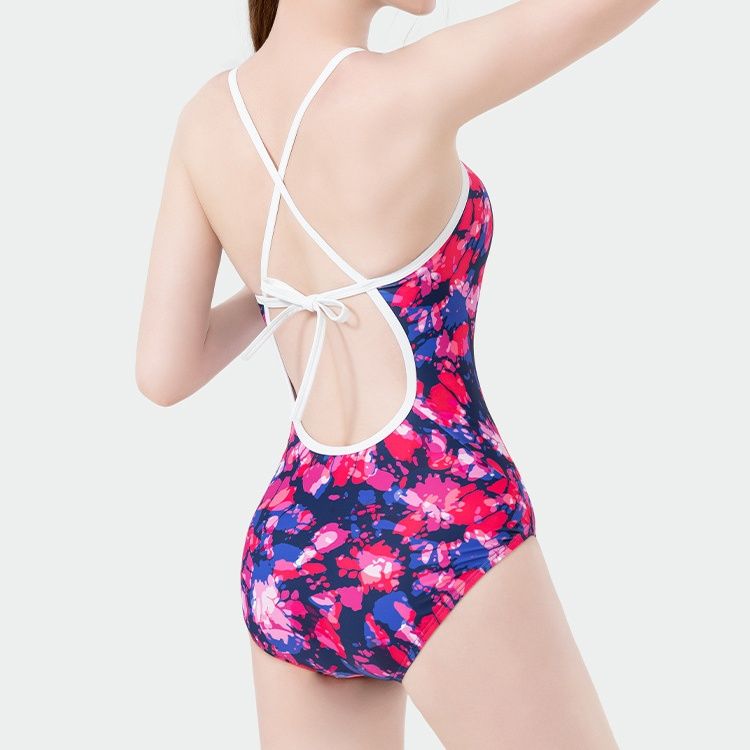 競泳水着 花柄プリントレディース競泳水着