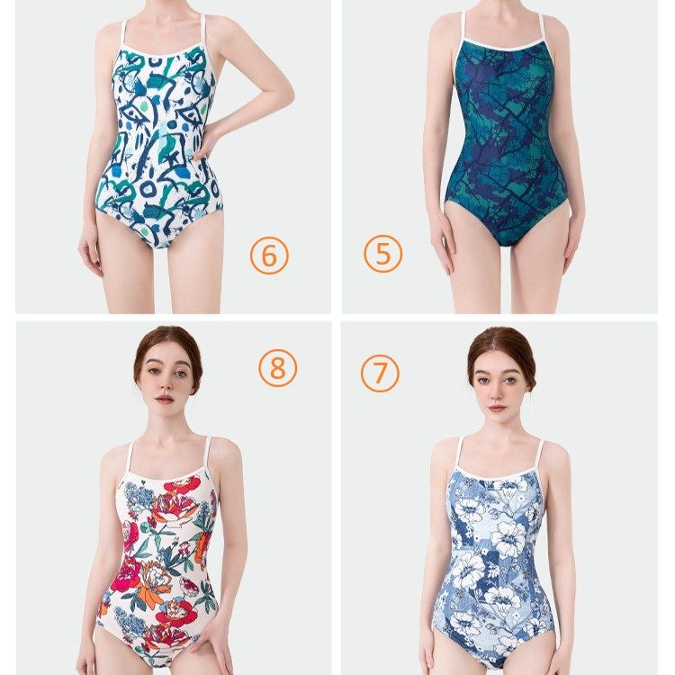 競泳水着 花柄プリントレディース競泳水着