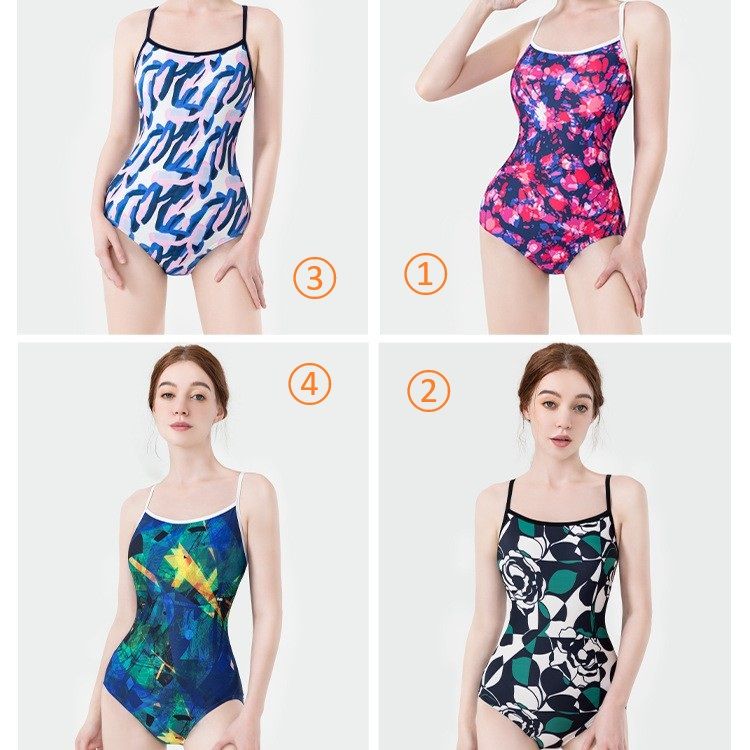 競泳水着 花柄プリントレディース競泳水着