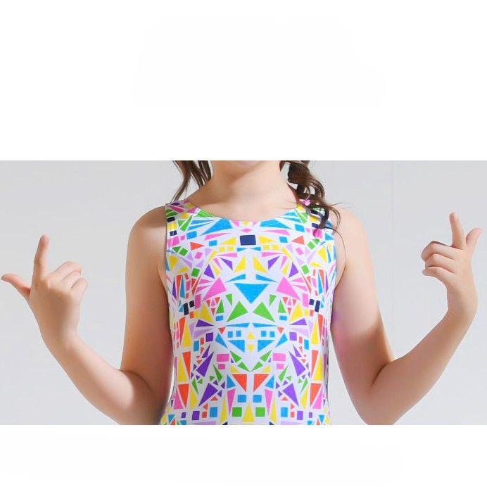 競泳水着 カラフル幾何学模様ジュニア競泳水着