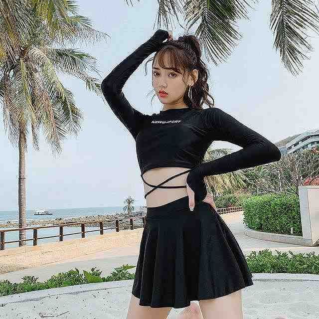 競泳水着 長袖ラッシュガード付きレディース競泳水着 三点セット