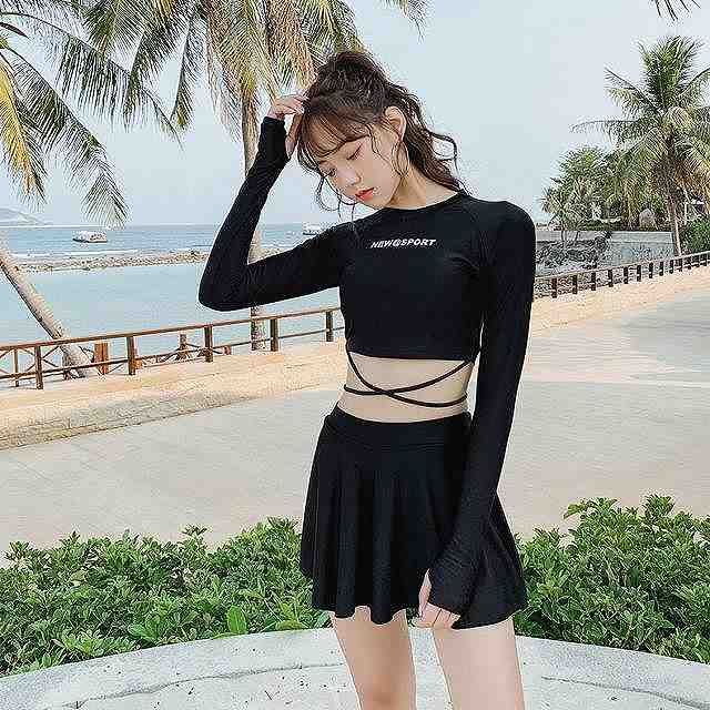 競泳水着 長袖ラッシュガード付きレディース競泳水着 三点セット