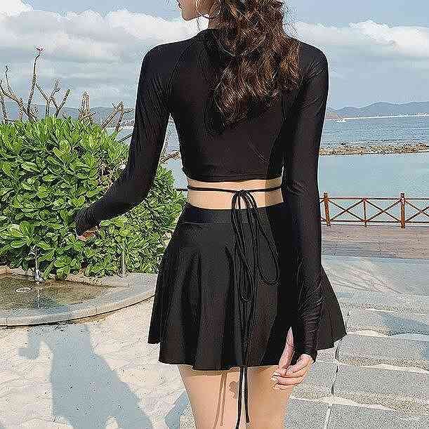 競泳水着 長袖ラッシュガード付きレディース競泳水着 三点セット