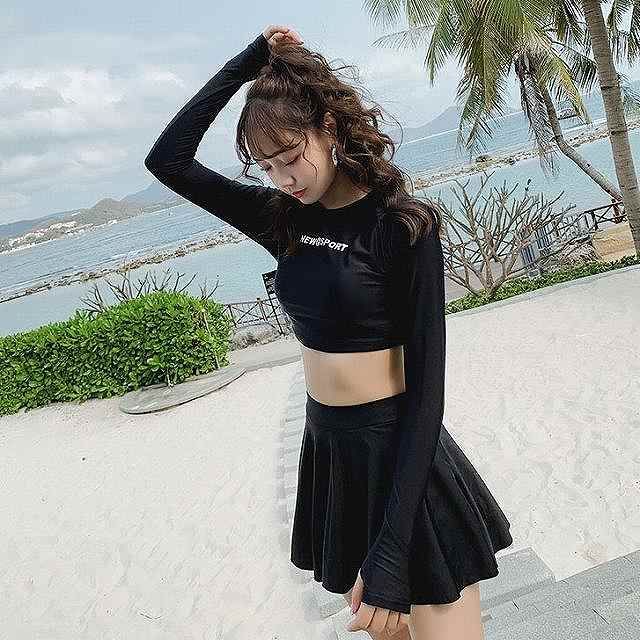 競泳水着 長袖ラッシュガード付きレディース競泳水着 三点セット