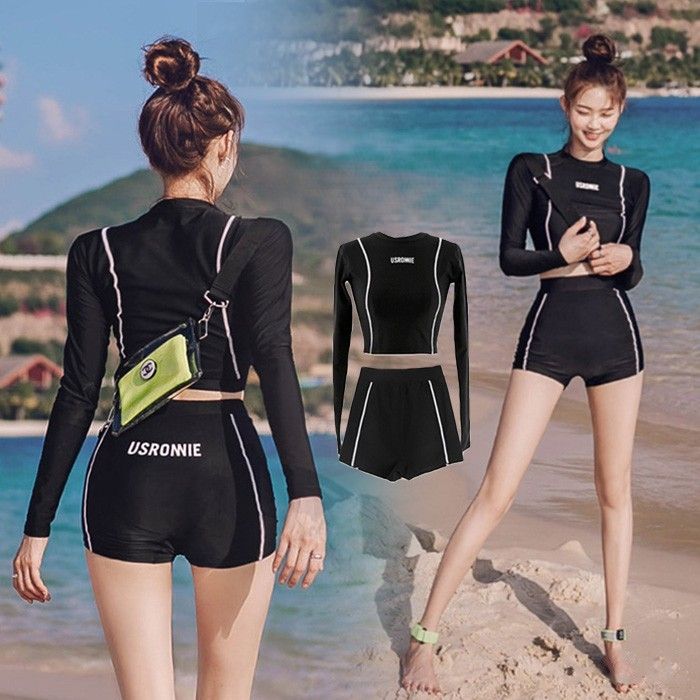 競泳水着 長袖ラッシュガード レディース競泳水着二点セット