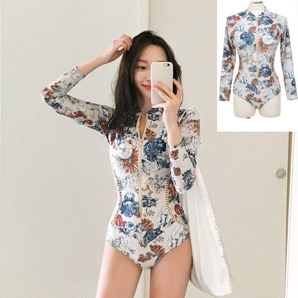 競泳水着 体型カバーワンピース型 長袖レディース競泳水着