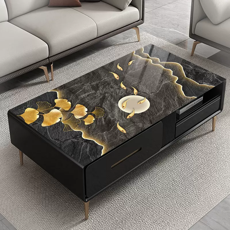ランチョンマット 和風石紋テーブルシート 【漆黒の世にたたずむ金魚】