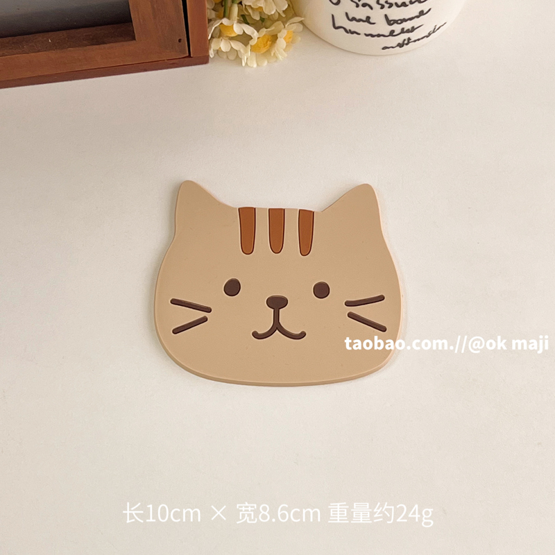 ランチョンマット 猫顔シリコン製コースター5種セット 【シリコンカップマット】