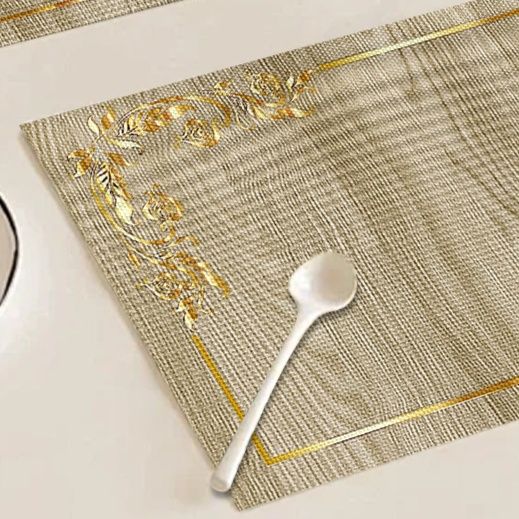 ランチョンマット北欧刺繍の花と蝶の織り模様ランチョンマット