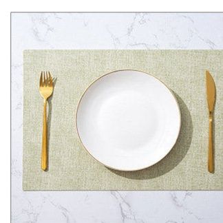 ランチョンマット 白縁取りリネン風北欧スタイル