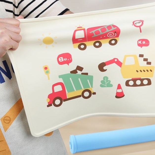 ランチョンマット 働く車柄防水シリコンランチョンマット