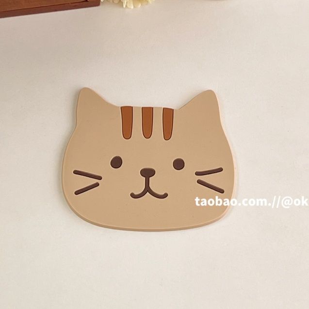 ランチョンマット 猫顔シリコン製コースター5種セット 【シリコンカップマット】