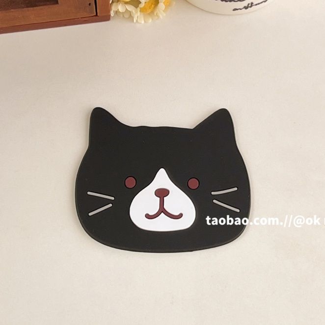 ランチョンマット 猫顔シリコン製コースター5種セット 【シリコンカップマット】