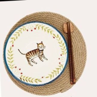 天然素材の北欧円形編み込みランチョンマット