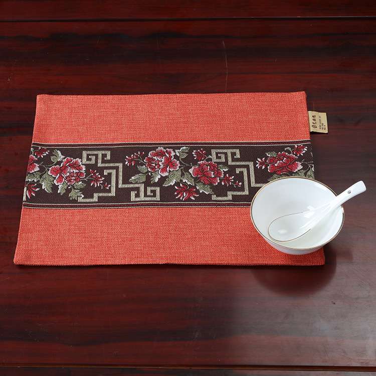 和洋折衷花柄刺繍ランチョンマット