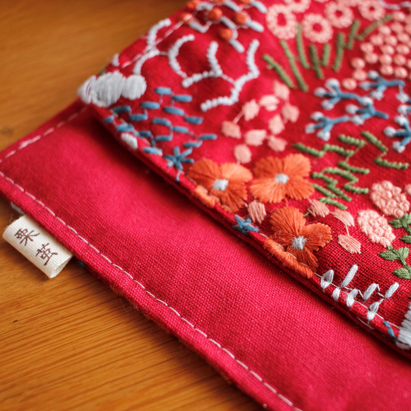 ランチョンマット 花園刺繍 麻ランチョンマット