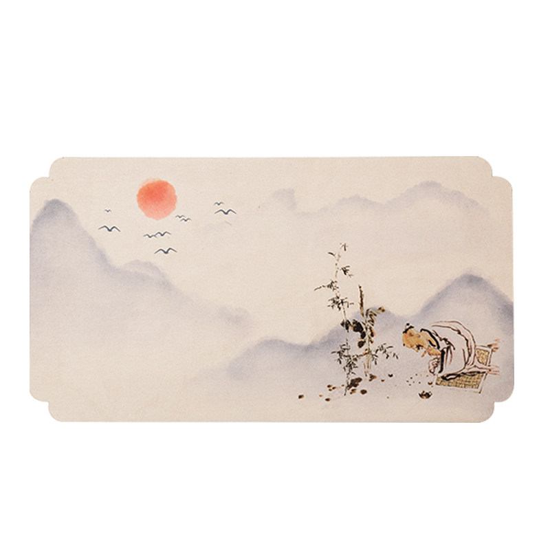 ランチョンマット 水墨画趣 牧童と水辺の情景