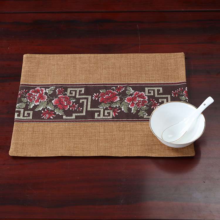 和洋折衷花柄刺繍ランチョンマット