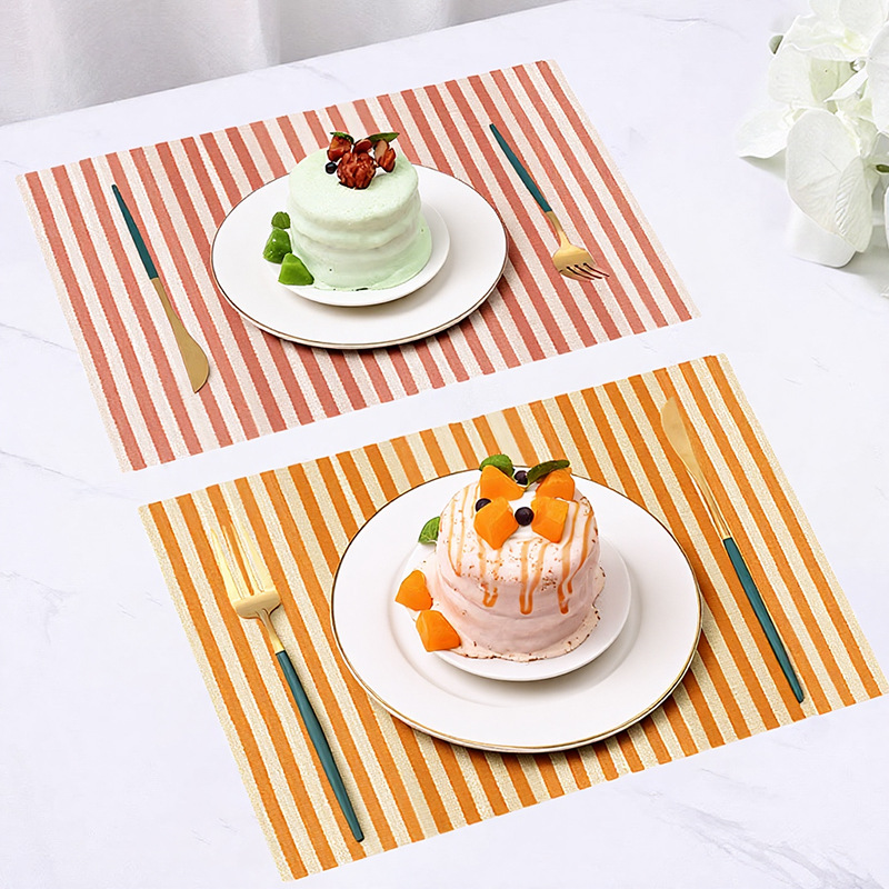ランチョンマット 縦縞模様の食卓用敷物整理収納セット