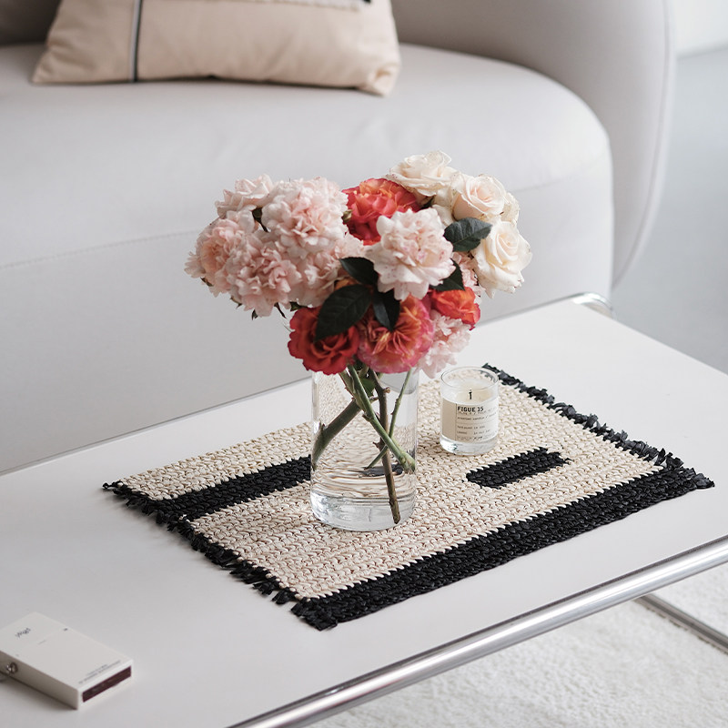 ランチョンマット 手編み風ボーダー柄