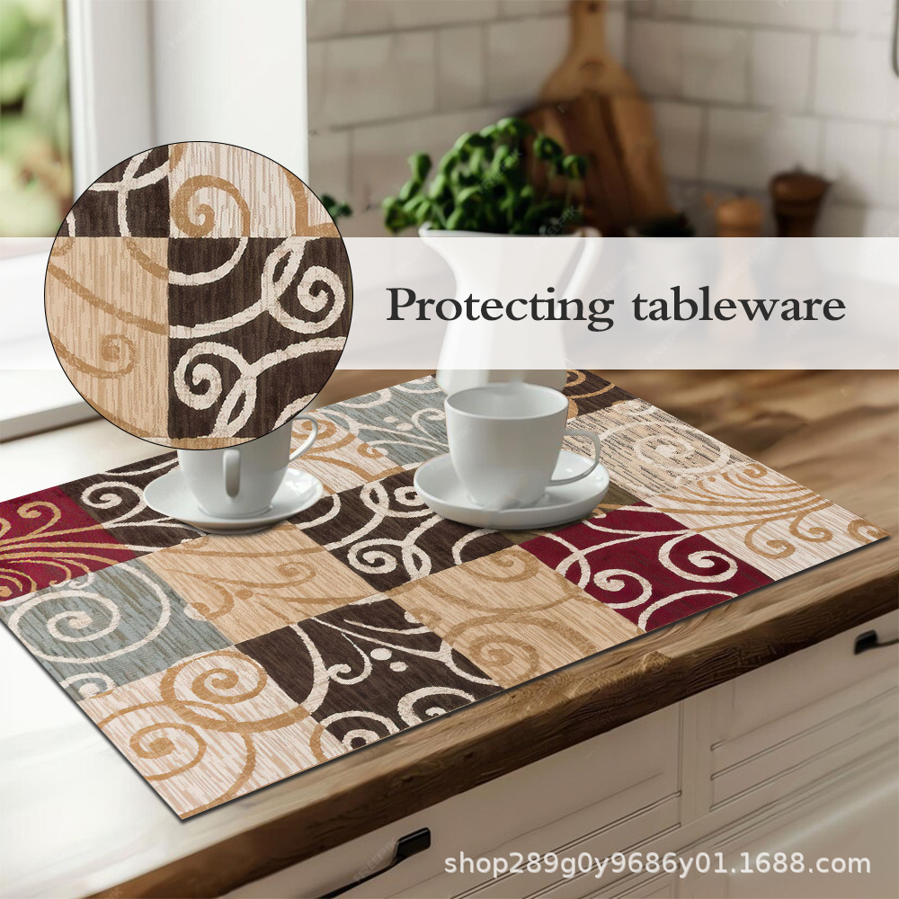 ランチョンマット 渦巻き模様のパッチワーク柄