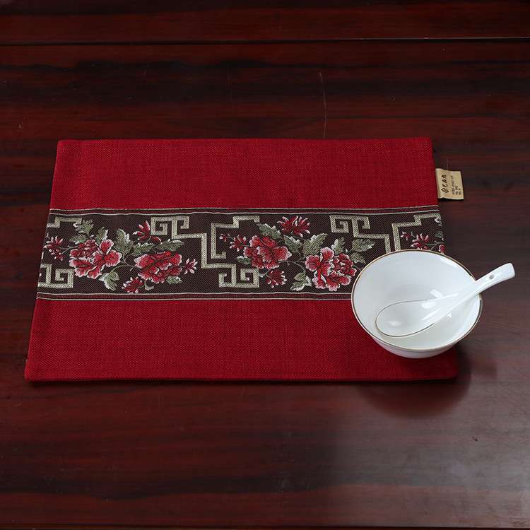 和洋折衷花柄刺繍ランチョンマット