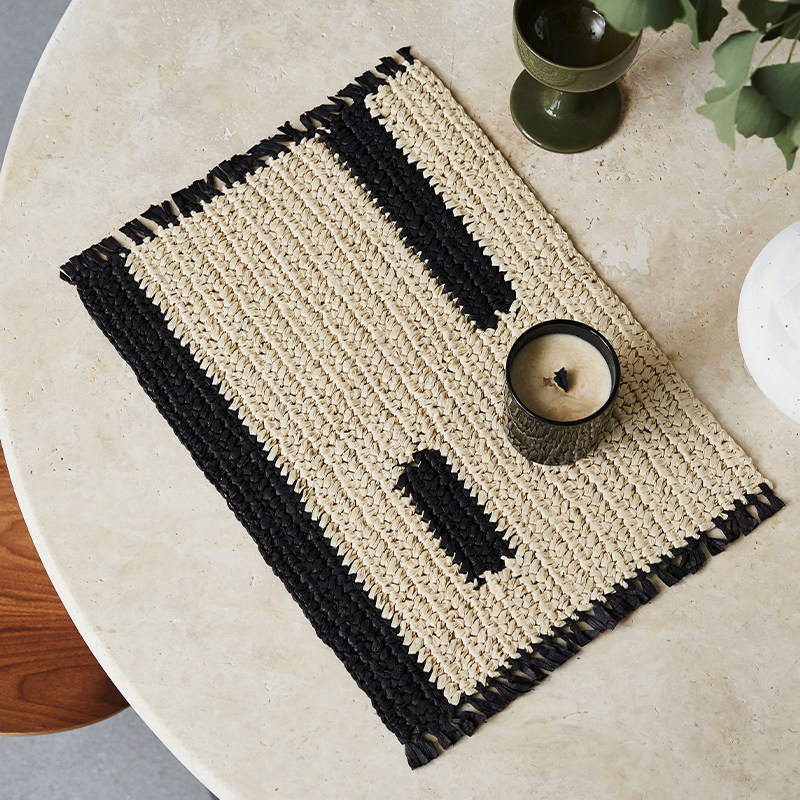 ランチョンマット 手編み風ボーダー柄