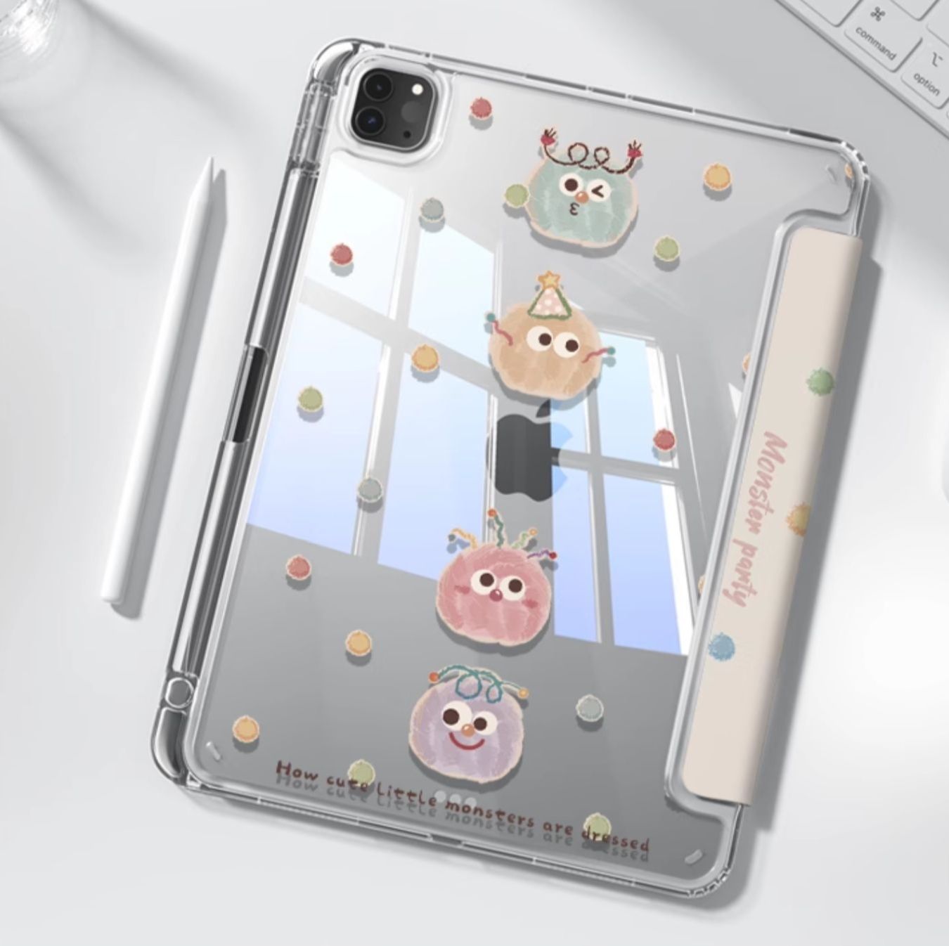 ipadカバー 多機能スタンド付き透明保護ケース
