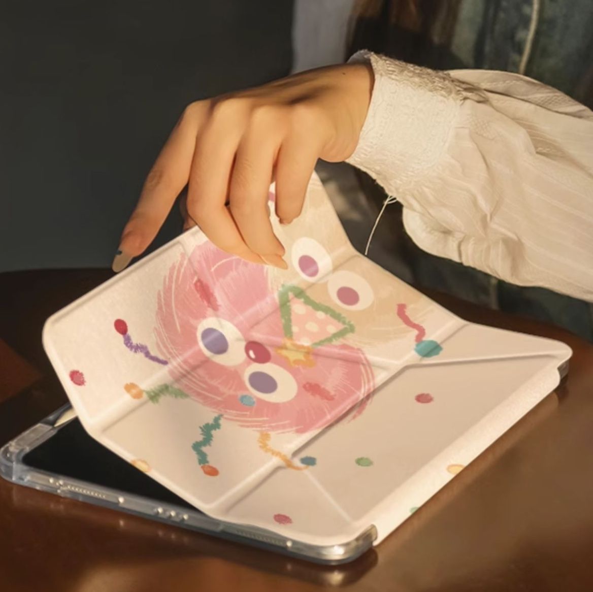 ipadカバー 多機能スタンド付き透明保護ケース
