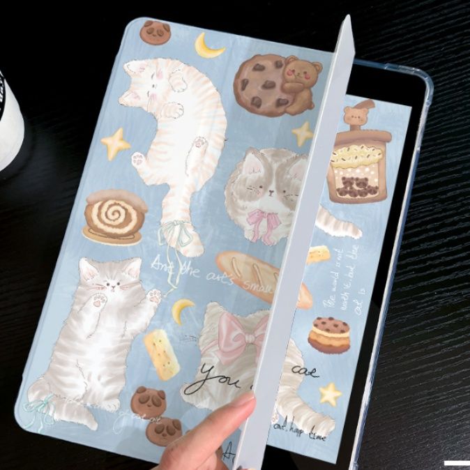 ipadカバー 眠り猫のスイーツタイム保護カバー