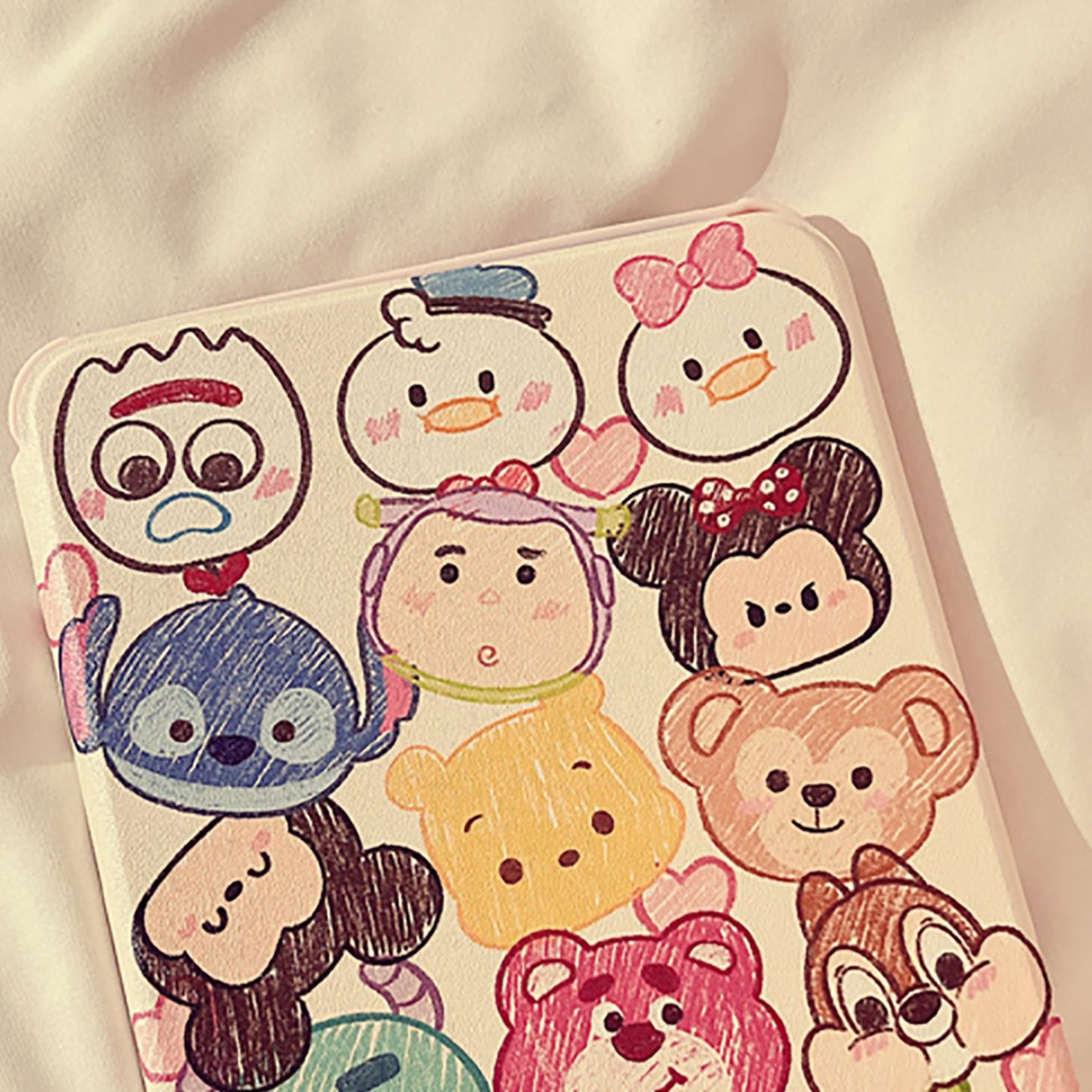 ipadカバー かわいいキャラクター総柄スタンド機能付きケース