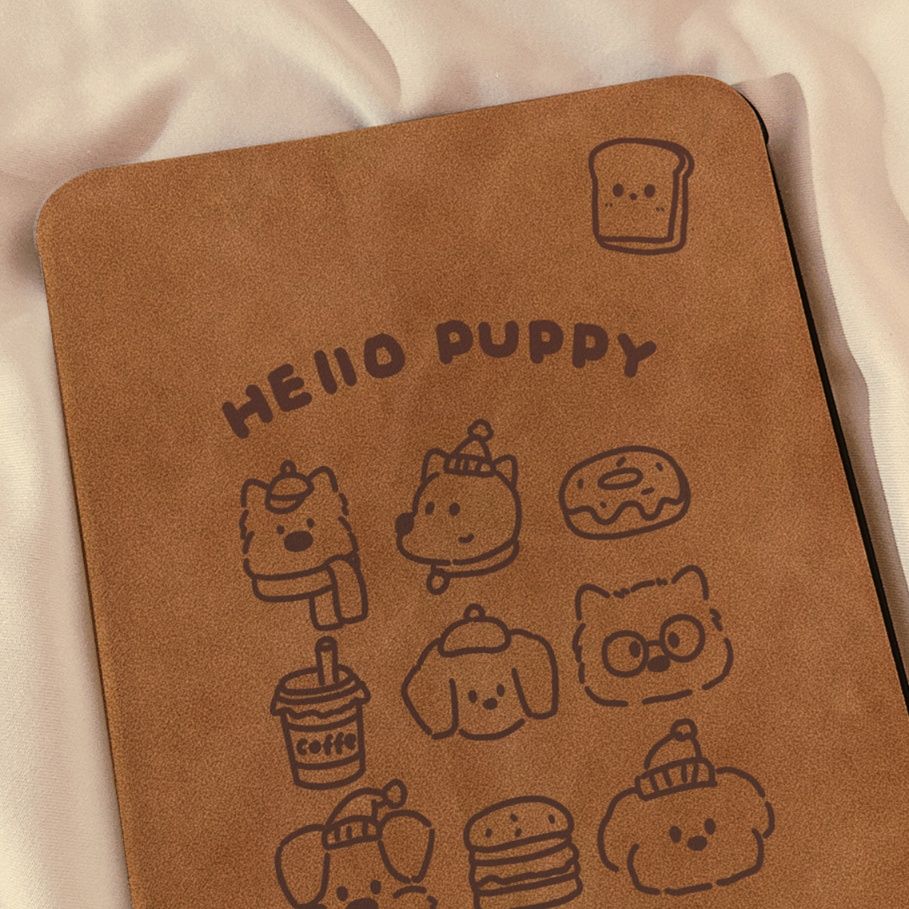 ipadカバー 可愛い子犬イラスト付き二つ折りスタンド機能ケース
